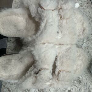 Macy's Cream Fuzzy Slippers
